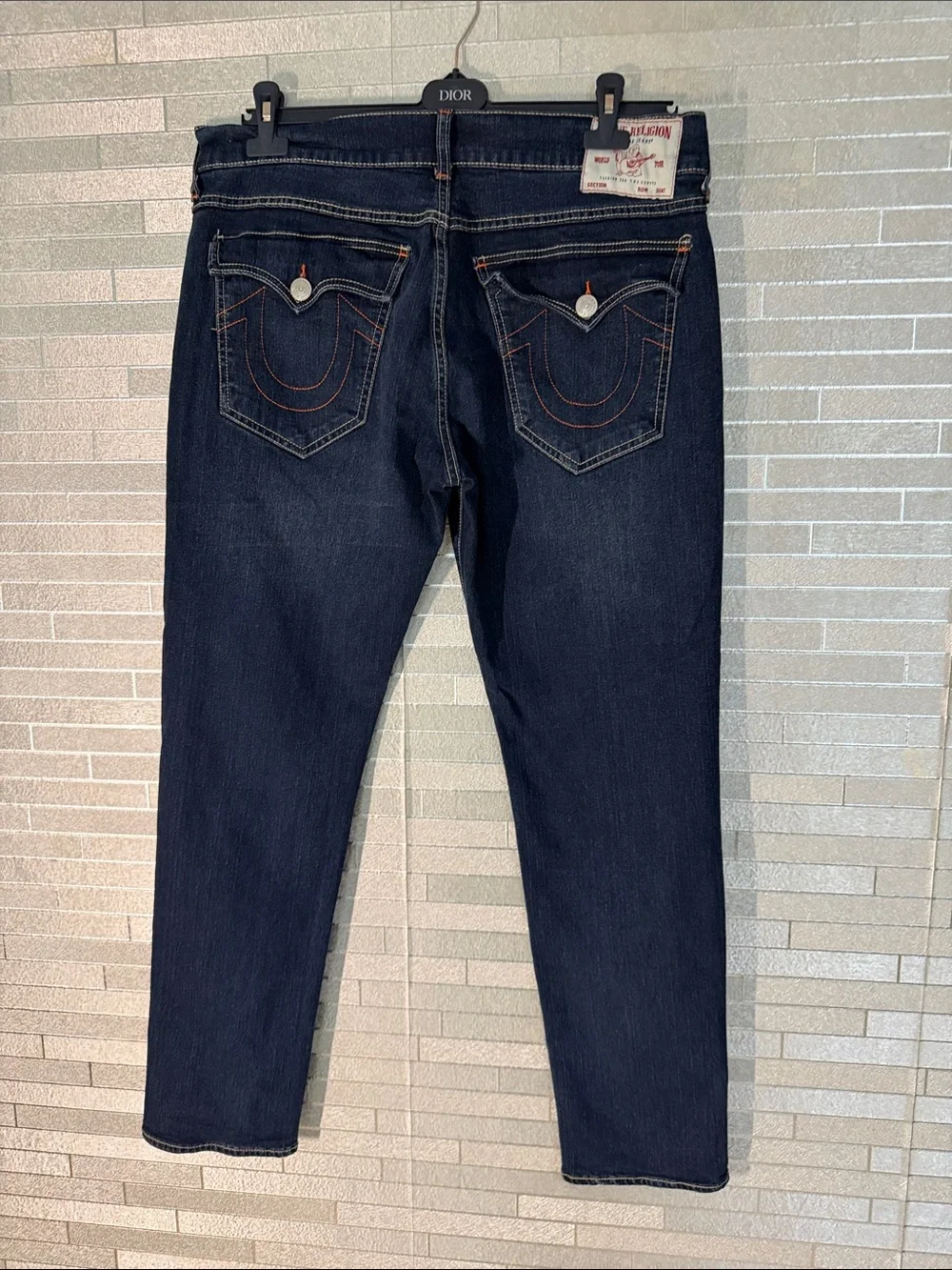 True Religion 34 Slim Straight Jeans in Dark Indigo